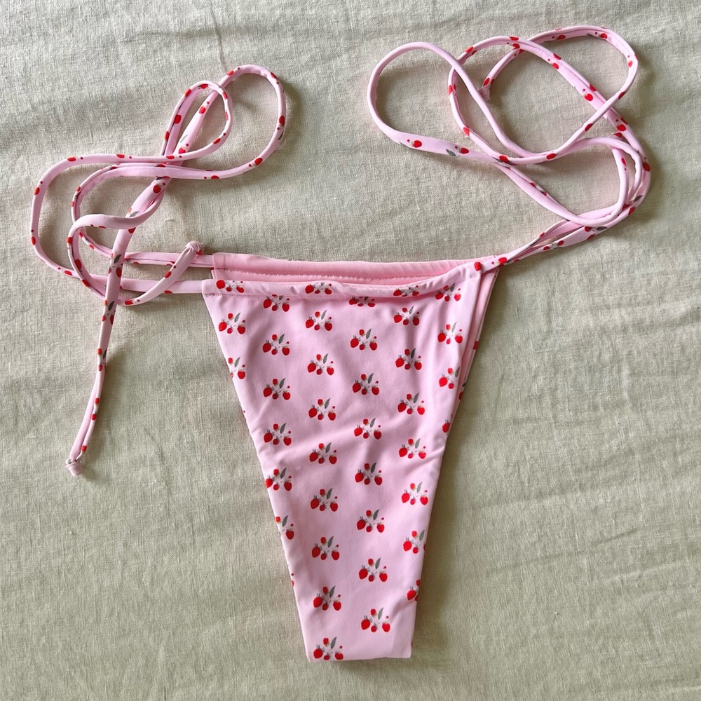 Frankie's Bikinis Pink Floral Bikini Bottom